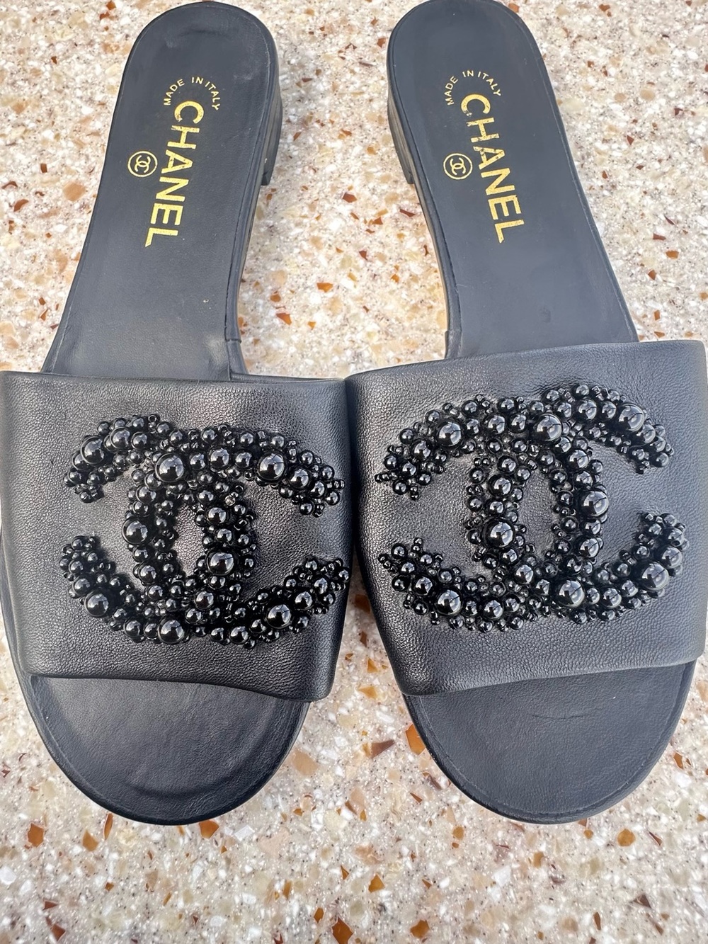 Chanel Embellished CC Mule Sandals. US size range is 10 to 10.5 EU Sz 41C - Picture 2 of 11